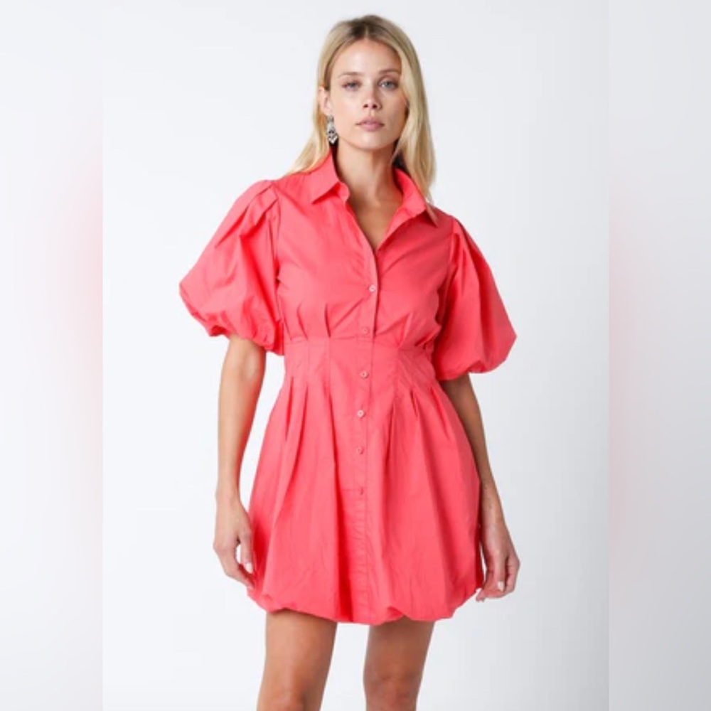 Olivaceous Poplin Bubble Dress
